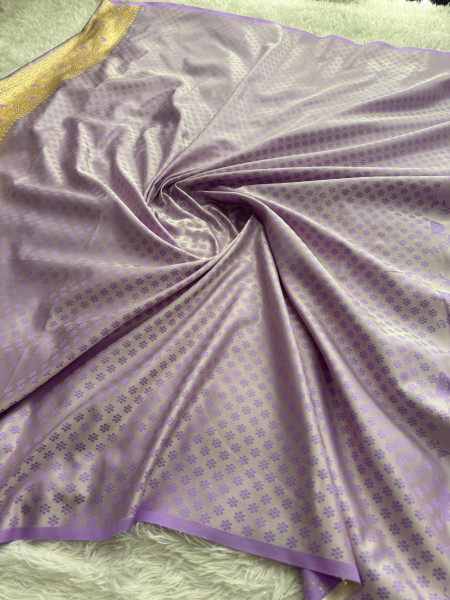 Mashru Katan Silk Saree with Floral Zari Borders and Meenakari Work
