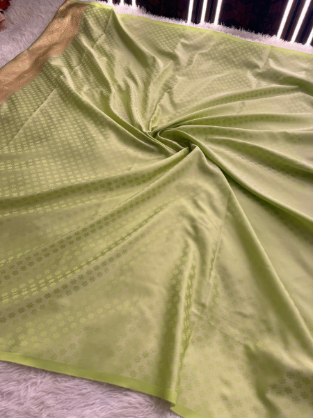 Mashru Katan Silk Saree with Floral Zari Borders and Meenakari Work