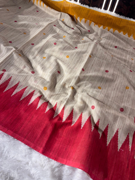 Banarasi Raw Silk Saree with Hand Print