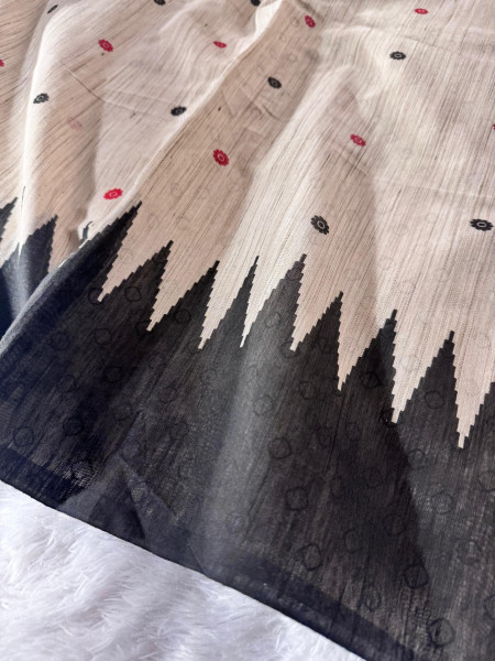 Banarasi Raw Silk Saree with Hand Print