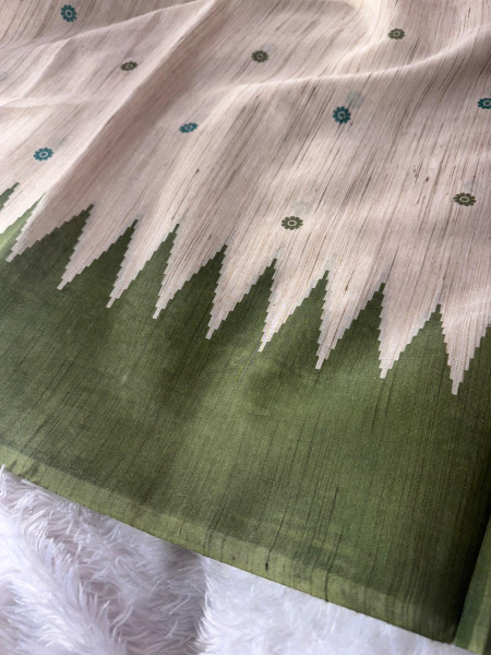 Banarasi Raw Silk Saree with Hand Print