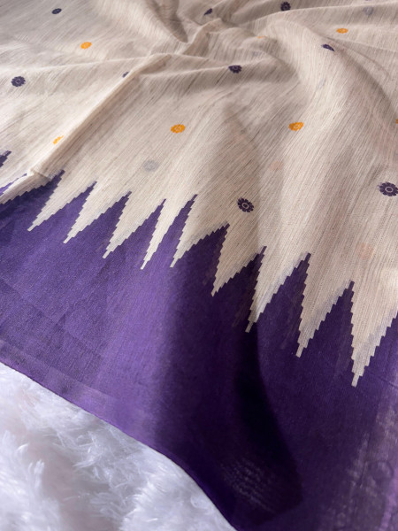 Banarasi Raw Silk Saree with Hand Print