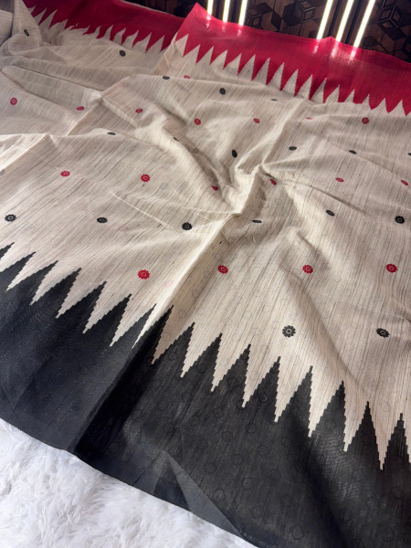 Banarasi Raw Silk Saree with Hand Print
