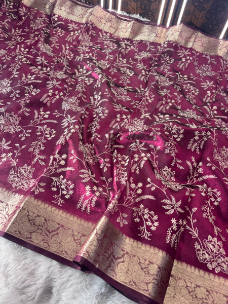 Never Seen Before Premium Tissue Chikankari Saree