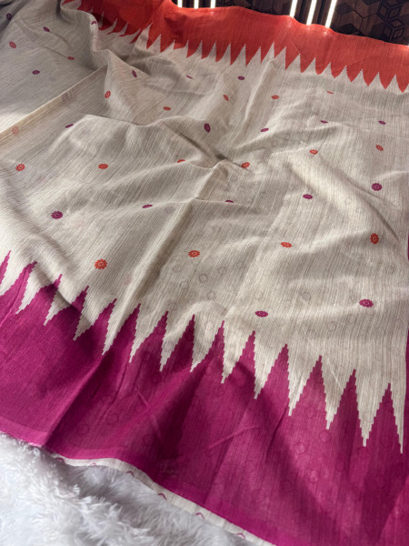 Banarasi Raw Silk Saree with Hand Print