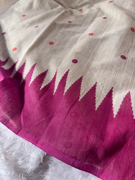 Banarasi Raw Silk Saree with Hand Print