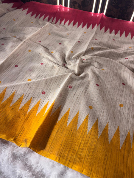 Banarasi Raw Silk Saree with Hand Print