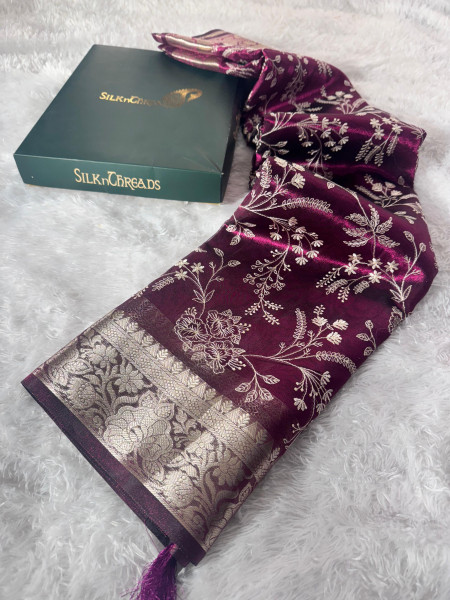 Never Seen Before Premium Tissue Chikankari Saree
