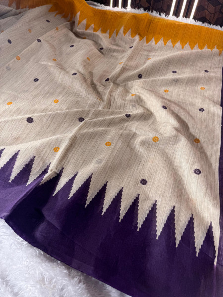 Banarasi Raw Silk Saree with Hand Print