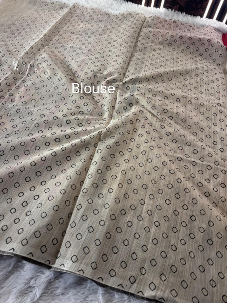 Banarasi Raw Silk Saree with Hand Print