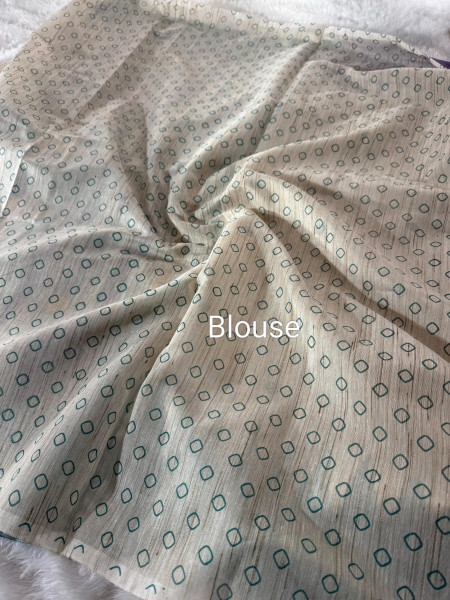 Banarasi Raw Silk Saree with Hand Print