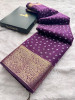 Premium Linen Silk Saree with Copper Zari Border and Bandhani Print