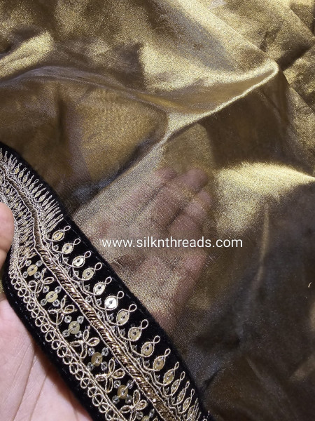 Premium Banarasi Tissue Silk Saree with Designer Black Zari Border