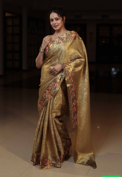 Nita Ambani Mam Inspired Premium Tissue Resham Embroidery Work Saree