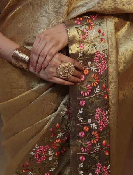 Nita Ambani Mam Inspired Premium Tissue Resham Embroidery Work Saree