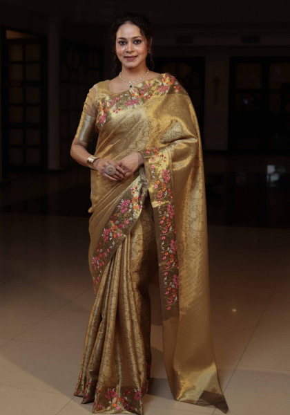 Nita Ambani Mam Inspired Premium Tissue Resham Embroidery Work Saree