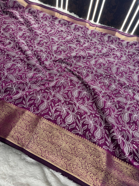 Never Seen Before Premium Linen Silk Chikankari Saree