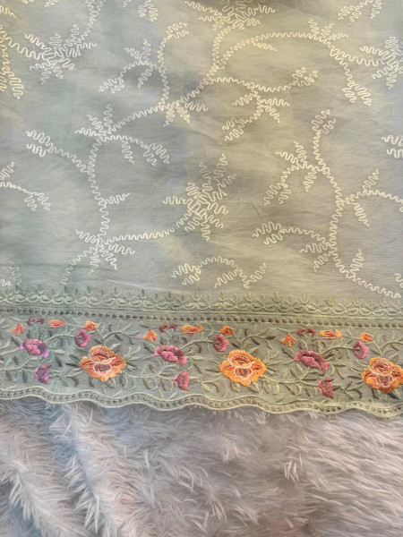 Semi Pure Silk Resham Embroidery Work Saree With Designer Embroidery Pallu