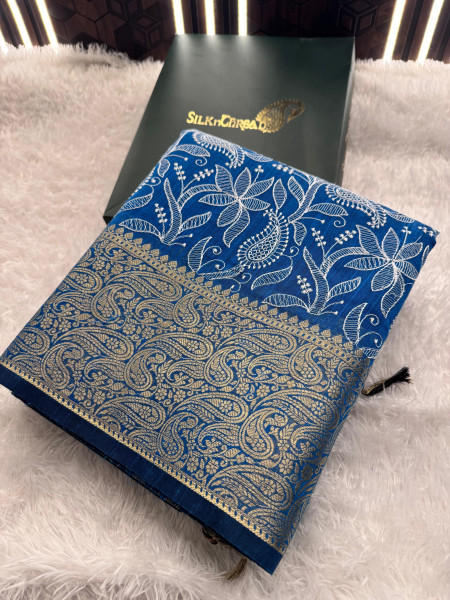 Never Seen Before Premium Linen Silk Chikankari Saree