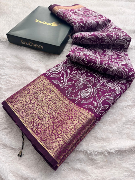 Never Seen Before Premium Linen Silk Chikankari Saree