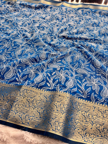Never Seen Before Premium Linen Silk Chikankari Saree
