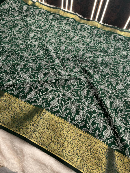 Never Seen Before Premium Linen Silk Chikankari Saree