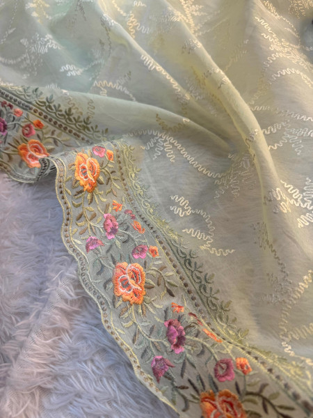 Semi Pure Silk Resham Embroidery Work Saree With Designer Embroidery Pallu
