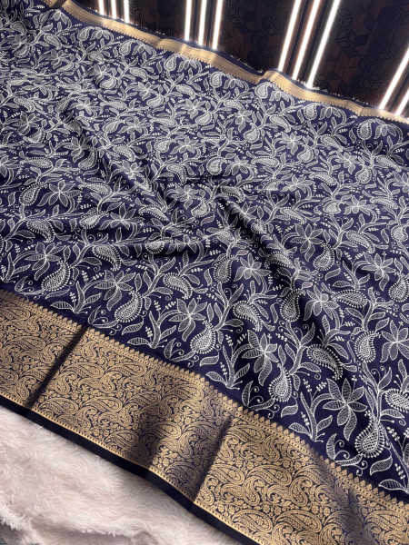 Never Seen Before Premium Linen Silk Chikankari Saree
