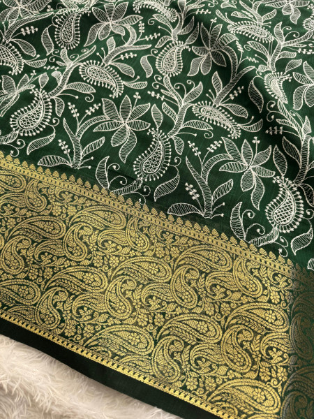 Never Seen Before Premium Linen Silk Chikankari Saree