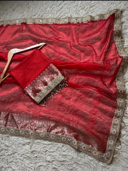 Premium Banarasi Tissue Silk Saree with Designer Border
