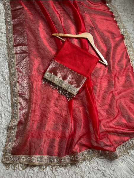 Premium Banarasi Tissue Silk Saree with Designer Border