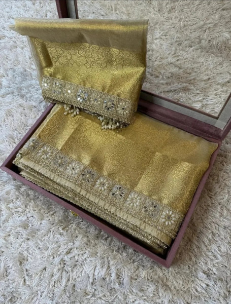 Premium Banarasi Tissue Silk Saree with Designer Border