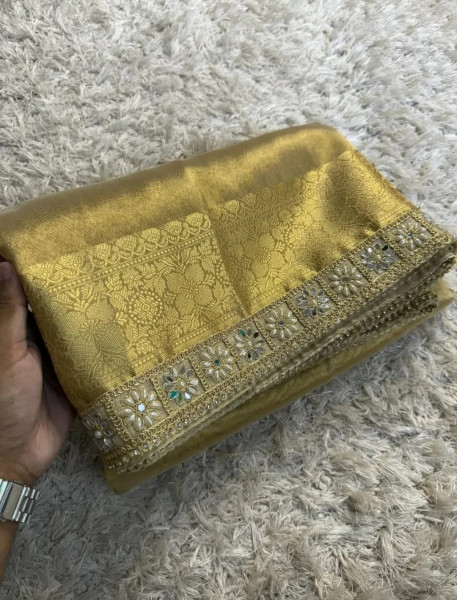 Premium Banarasi Tissue Silk Saree with Designer Border