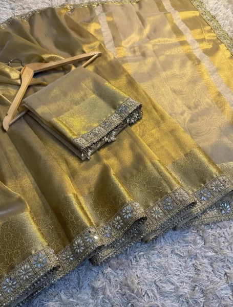 Premium Banarasi Tissue Silk Saree with Designer Border