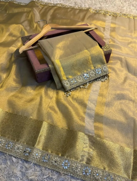 Premium Banarasi Tissue Silk Saree with Designer Border