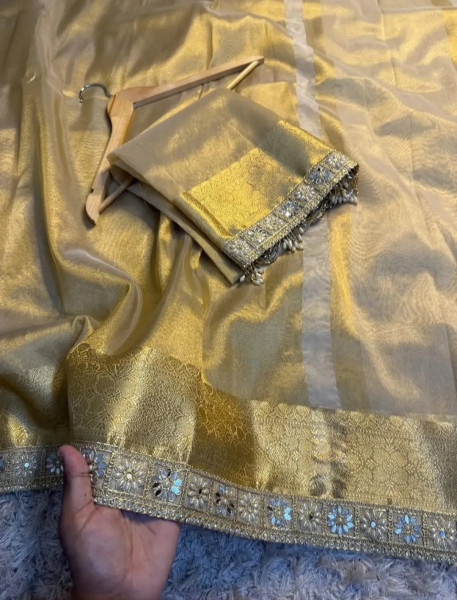 Premium Banarasi Tissue Silk Saree with Designer Border