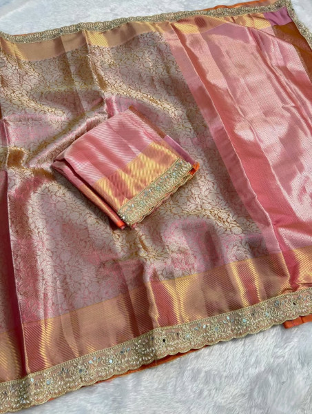 Sai Pallavi Mam Inspired Premium Banarasi Tissue Silk Saree with Designer Border