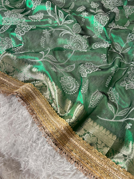 Never Seen Before Premium Tissue Chikankari Saree