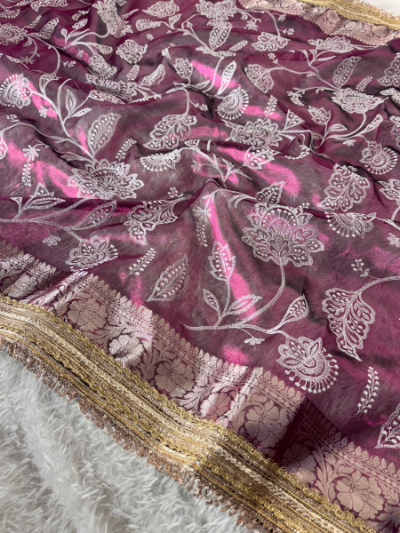 Never Seen Before Premium Tissue Chikankari Saree