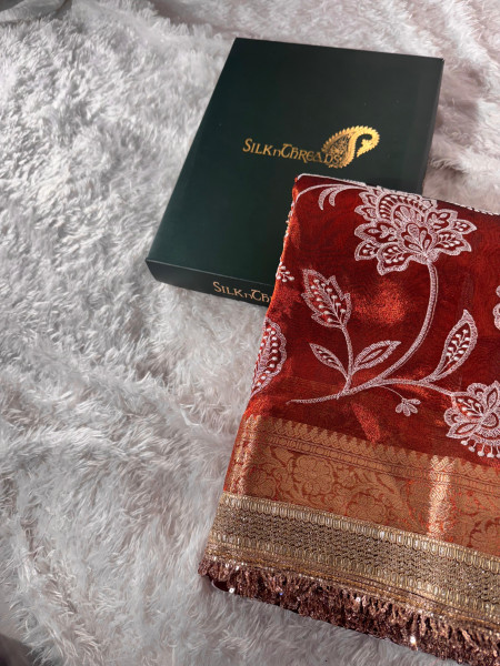 Never Seen Before Premium Tissue Chikankari Saree