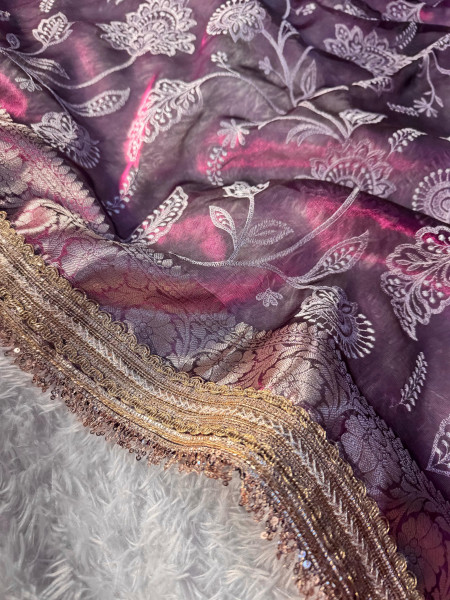 Never Seen Before Premium Tissue Chikankari Saree