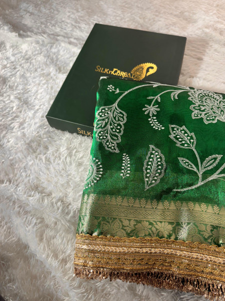 Never Seen Before Premium Tissue Chikankari Saree