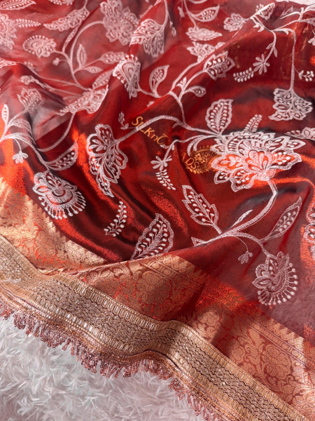 Never Seen Before Premium Tissue Chikankari Saree