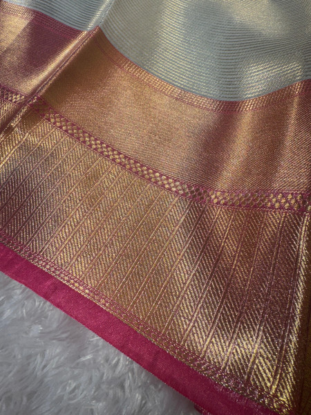 Banarasi Premium Silver and Gold Zari Tissue Silk Saree