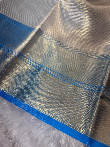 Banarasi Premium Silver and Gold Zari Tissue Silk Saree