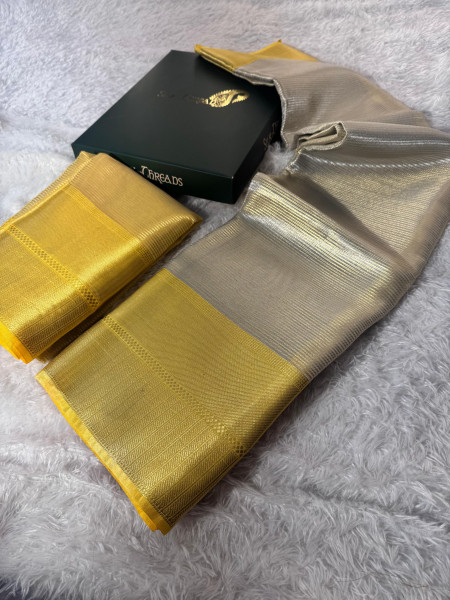 Banarasi Premium Silver and Gold Zari Tissue Silk Saree