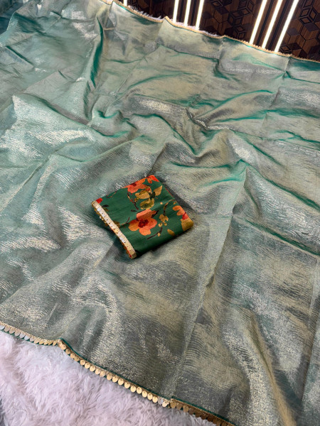 Premium Banarasi Tissue Silk Saree with Hand Crush Pattern