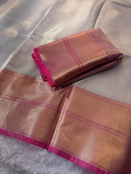 Banarasi Premium Silver and Gold Zari Tissue Silk Saree
