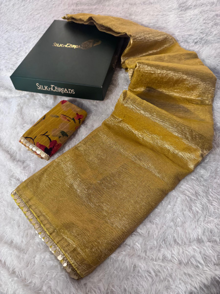 Premium Banarasi Tissue Silk Saree with Hand Crush Pattern
