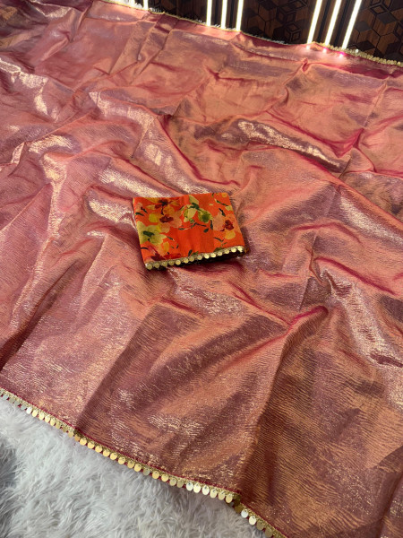 Premium Banarasi Tissue Silk Saree with Hand Crush Pattern